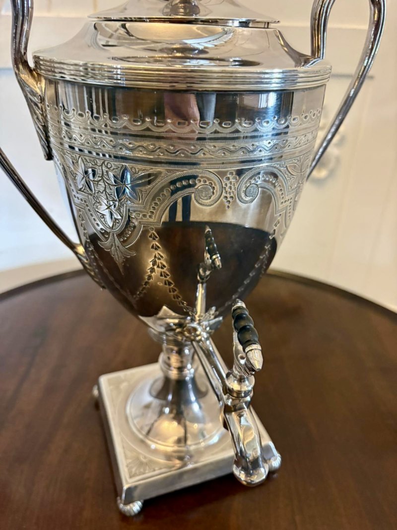 Antique Victorian Walker & Hall Sheffield Silver Plated Tea Urn / Samovar With Tap - Image 2